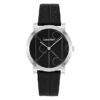 Allover Emblem Dial Leather Strap Watch