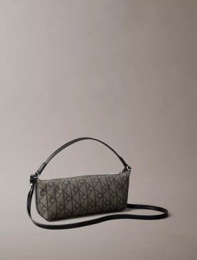 Allover Emblem Logo Canvas Shoulder Bag