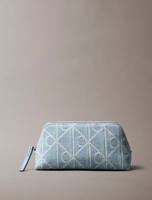 Allover Emblem Logo Denim Beauty Case Allover Emblem Logo Denim Beauty Case