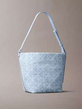 Allover Emblem Logo Denim Bucket Bag