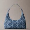 Allover Emblem Logo Denim Shoulder Bag