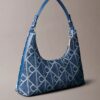 Allover Emblem Logo Denim Shoulder Bag
