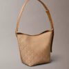 Allover Emblem Logo Jacquard Bucket Bag with Pouch Allover Emblem Logo Jacquard Bucket Bag with Pouch
