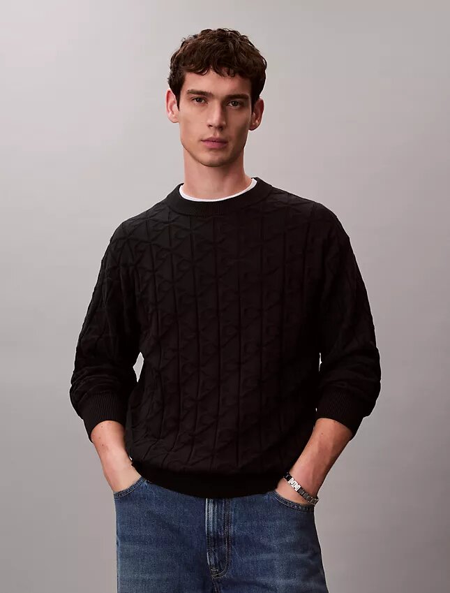 Allover Emblem Logo Ribbed Sweater Allover Emblem Logo Ribbed Sweater