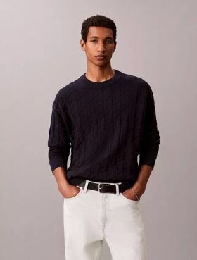 Allover Emblem Logo Ribbed Sweater
