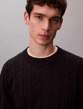 Allover Emblem Logo Ribbed Sweater