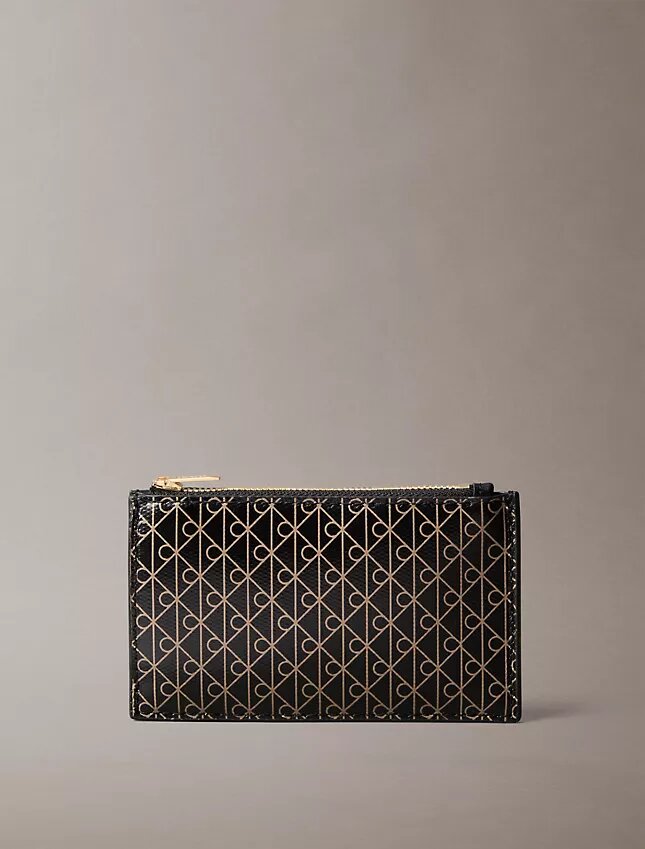 Allover Emblem Logo Top Zip Card Case Allover Emblem Logo Top Zip Card Case