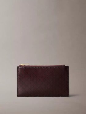 Allover Emblem Logo Top Zip Card Case