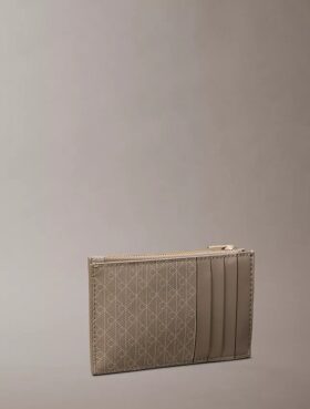 Allover Emblem Logo Top Zip Card Case