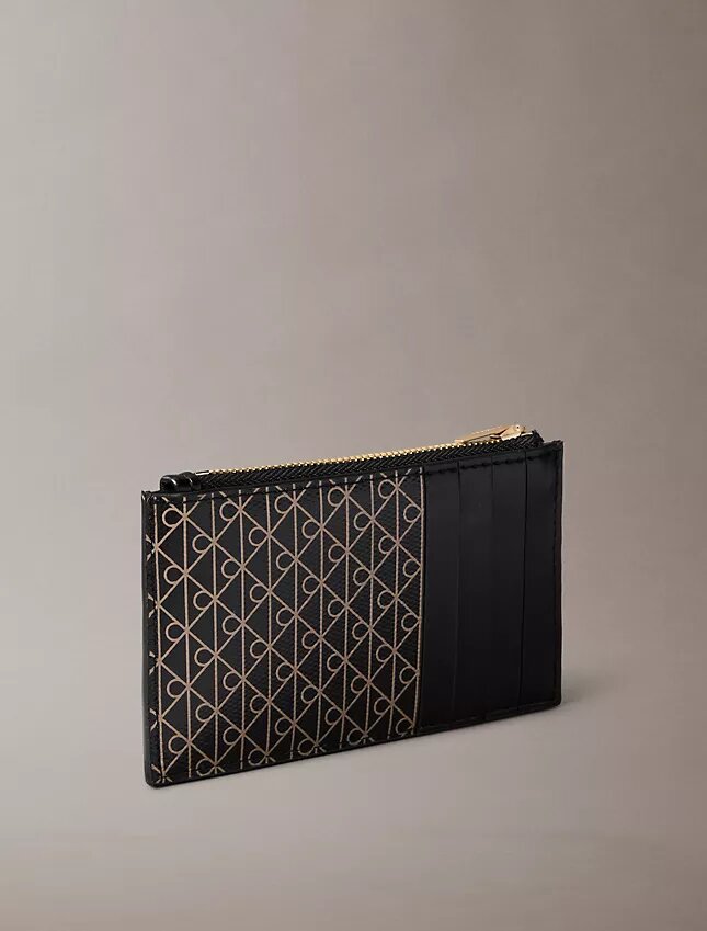 Allover Emblem Logo Top Zip Card Case Allover Emblem Logo Top Zip Card Case