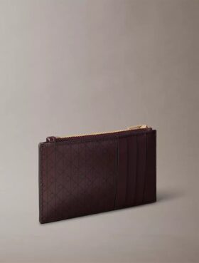 Allover Emblem Logo Top Zip Card Case