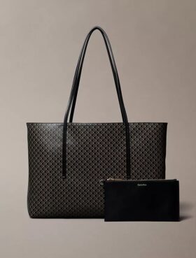Allover Emblem Logo Tote Bag with Pouch