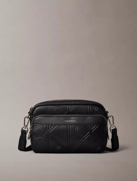 Allover Embossed Emblem Logo Camera Bag
