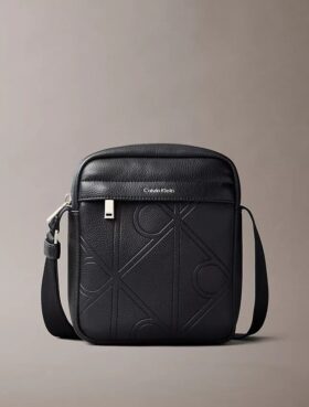 Allover Embossed Emblem Logo Reporter Bag