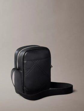 Allover Embossed Emblem Logo Slim Reporter Bag