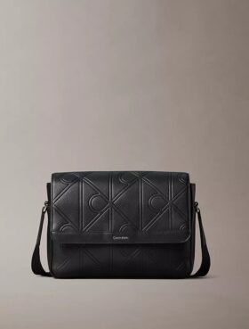 Allover Embossed Emblem Messenger Bag