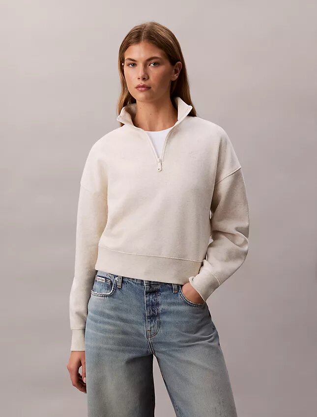 Archive Logo Fleece Quarter Zip Mock Neck Sweatshirt Archive Logo Fleece Quarter Zip Mock Neck Sweatshirt