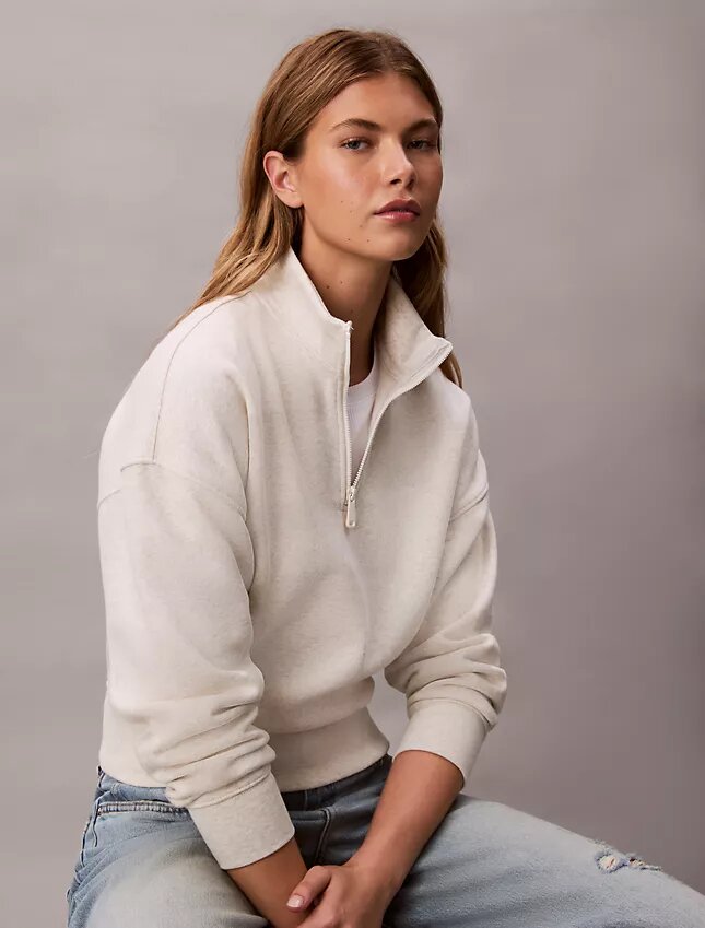 Archive Logo Fleece Quarter Zip Mock Neck Sweatshirt Archive Logo Fleece Quarter Zip Mock Neck Sweatshirt