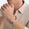 Beveled Id Leather Bracelet