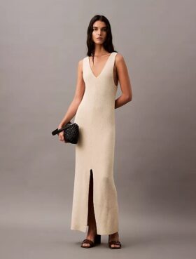 Boucle Rib Sleeveless Midi Dress