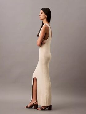 Boucle Rib Sleeveless Midi Dress