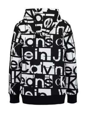 Boys Allover Tonal Graphic Logo Hoodie