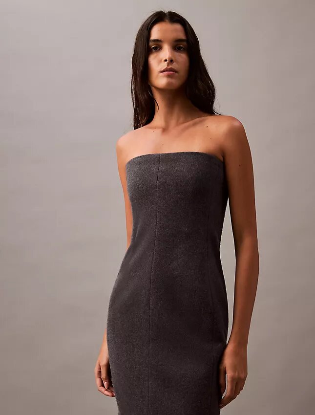 Brushed Wool Blend Strapless Dress Brushed Wool Blend Strapless Dress
