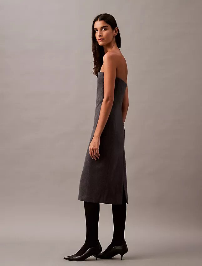 Brushed Wool Blend Strapless Dress Brushed Wool Blend Strapless Dress