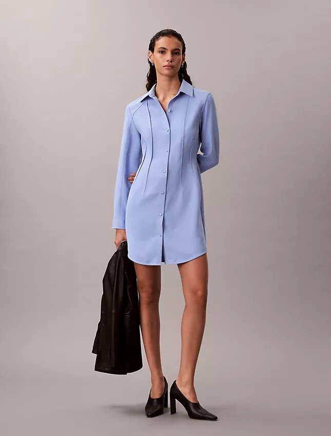 Casual Twill Mini Shirt Dress Casual Twill Mini Shirt Dress