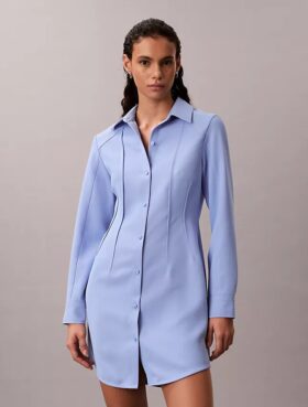 Casual Twill Mini Shirt Dress