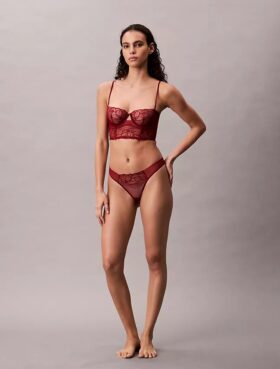 Ck Black Floral Lace Thong