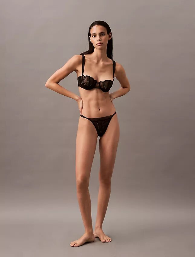Ck Black Floral Lace Unlined Balconette Bra Ck Black Floral Lace Unlined Balconette Bra