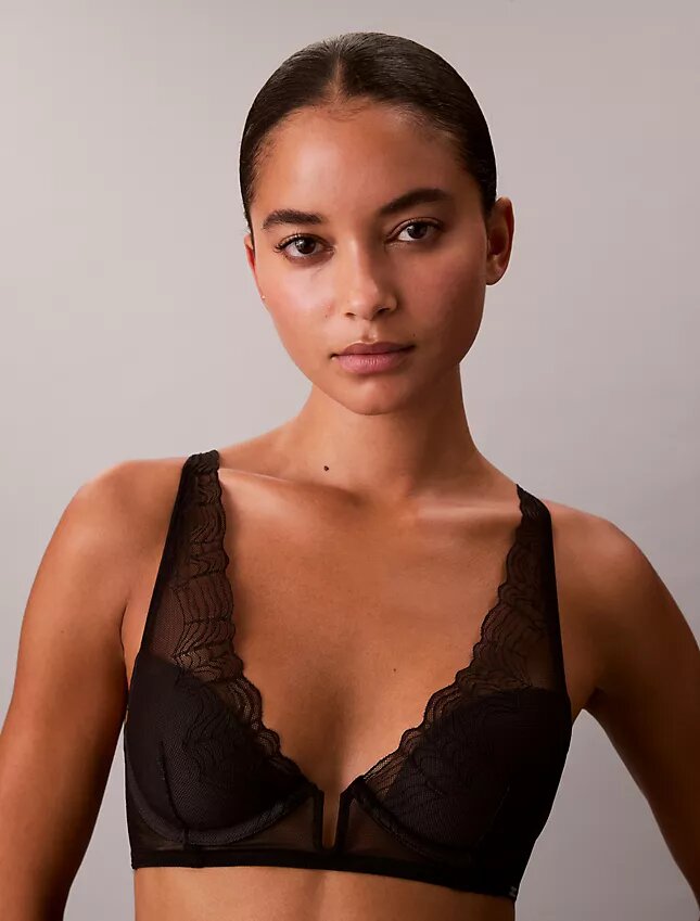Ck Black Geo Lace Lightly Lined Plunge Bra Ck Black Geo Lace Lightly Lined Plunge Bra