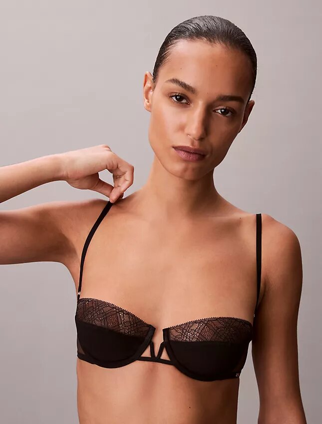 Ck Black Geo Lace Unlined Balconette Bra Ck Black Geo Lace Unlined Balconette Bra