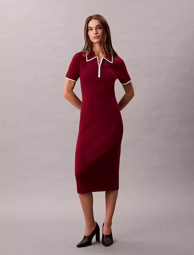 Colorblock Trim Midi Dress Colorblock Trim Midi Dress