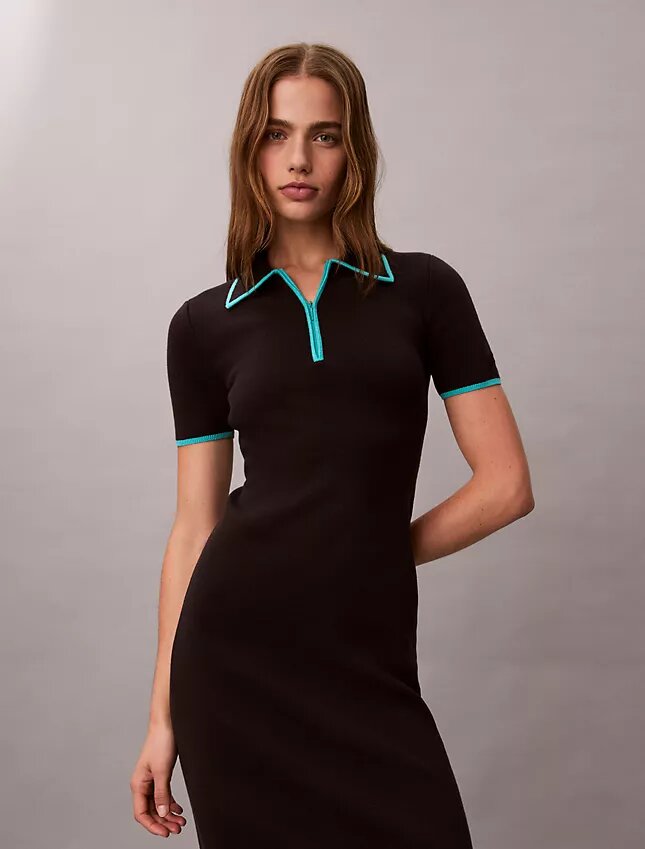 Colorblock Trim Midi Dress Colorblock Trim Midi Dress