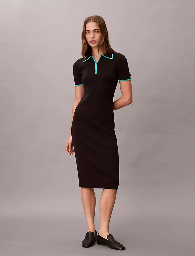 Colorblock Trim Midi Dress Colorblock Trim Midi Dress