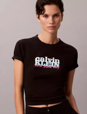 Contrast Logo Graphic Slim T-Shirt
