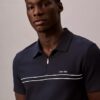 Contrast Piping Quarter Zip Polo Shirt Contrast Piping Quarter Zip Polo Shirt