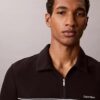 Contrast Piping Quarter Zip Polo Shirt Contrast Piping Quarter Zip Polo Shirt