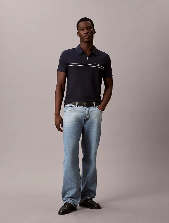 Contrast Piping Quarter Zip Polo Shirt Contrast Piping Quarter Zip Polo Shirt