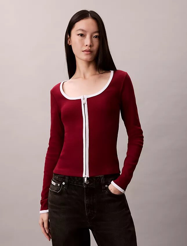 Contrast Trim Rib Cardigan Contrast Trim Rib Cardigan