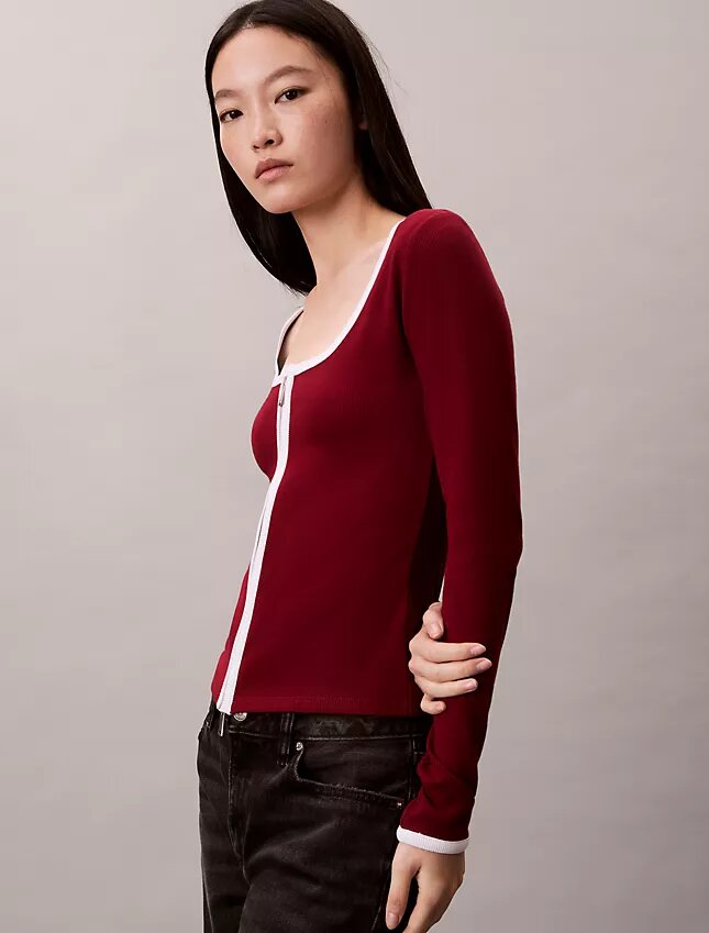 Contrast Trim Rib Cardigan Contrast Trim Rib Cardigan