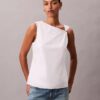 Cotton Asymmetric Drape Sleeveless Top