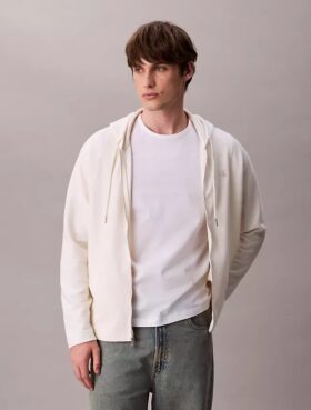 Cotton Blend Boucle Relaxed Hoodie