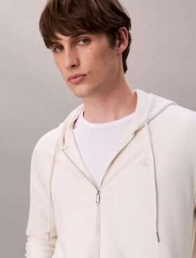 Cotton Blend Boucle Relaxed Hoodie