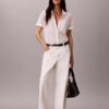 Cotton Blend Relaxed Button-Down Shirt