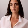 Cotton Blend Relaxed Button-Down Shirt