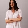 Cotton Blend Relaxed Button-Down Shirt