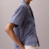 Cotton Blend Relaxed Button-Down Shirt